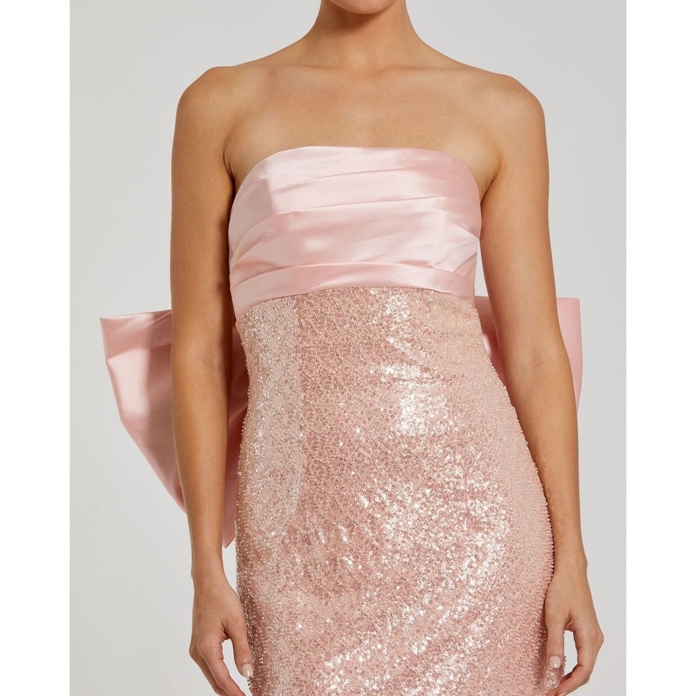 Mac Duggal Blush Pink Strapless Embellished Gown With Back Bow Detail $898 Sz 10 - Picture 9 of 15